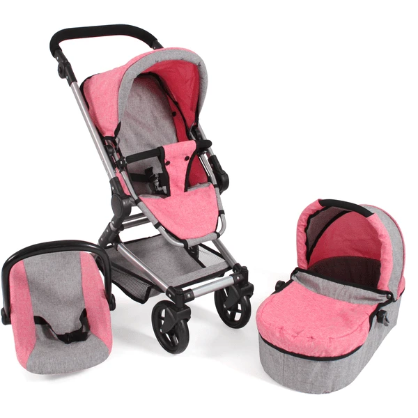BAYER CHIC 2000 Kombipuppenwagen Fides 3 In 1 Melange Pink 3 BAYER CHIC 2000 Kombipuppenwagen Fides 3 In 1 Melange Pink